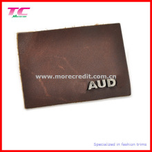 Vogue Custom Leather Label with Metal Logo for Garment